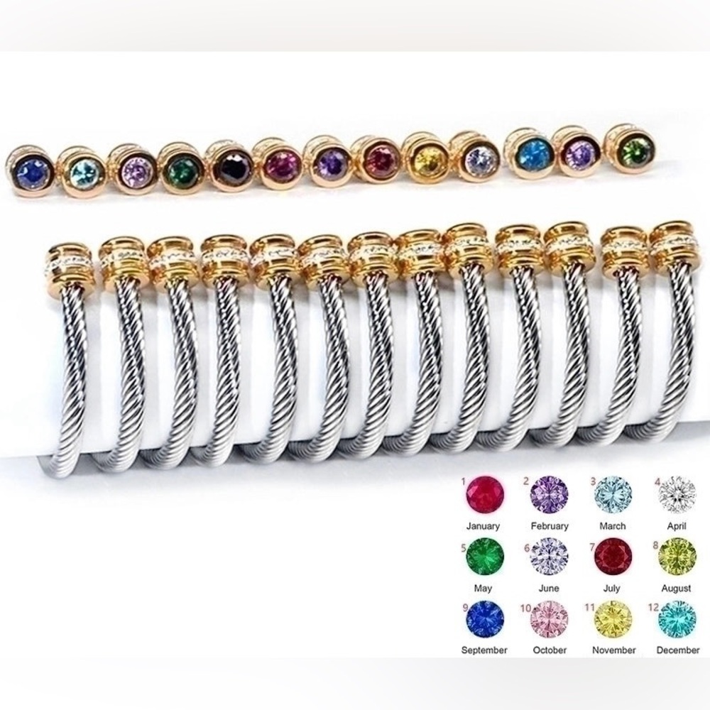 •November• Elegant Twisted Cable Cuff Bracelet with Citrine Gemstone Accents - Picture 2 of 4